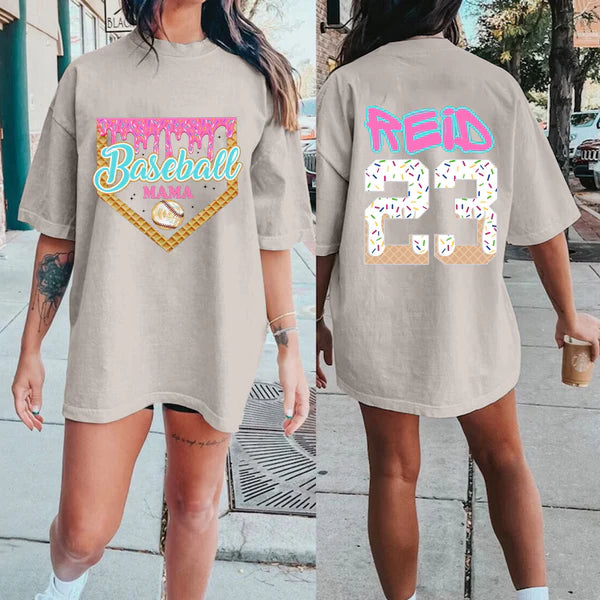 Custom Ice Cream Baseball Sport T-Shirt/Personalize Cute Easter Baseball Sweatshirt