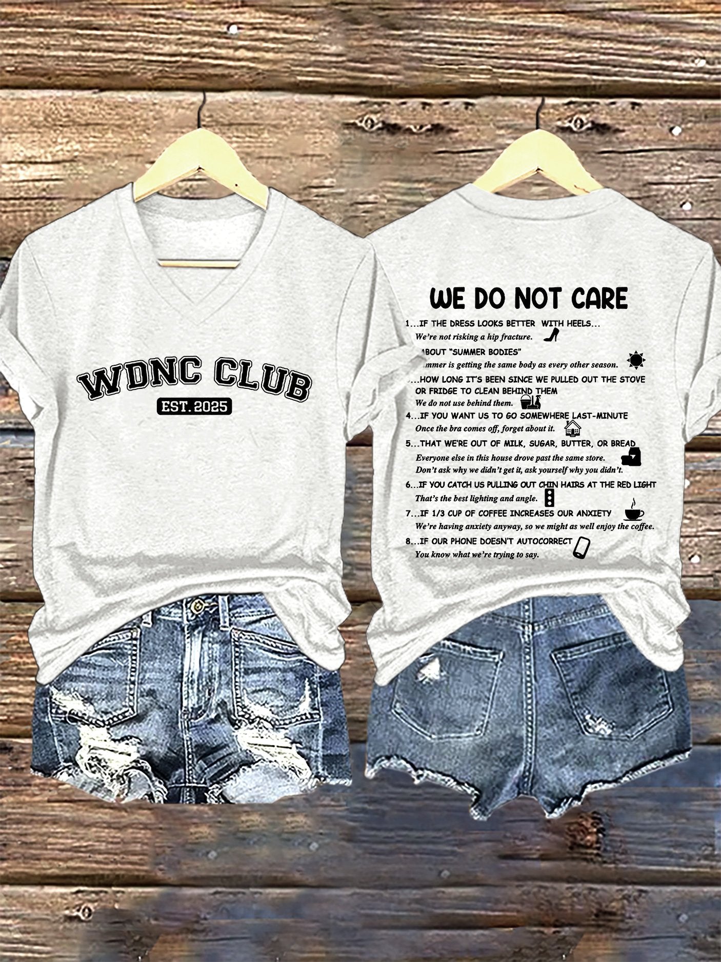🔥Buy 3 Get 15% Off🔥V-Neck Retro Funny WDNC Club Menopause Perimenopause Print T-Shirt