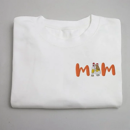 Mum Sweatshirt with Photo, Custom Embroidered Hoodie Mum and Kids Portrait
