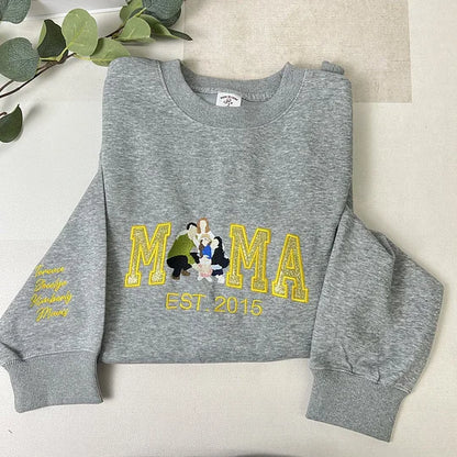 Personalized Embroidered Family Photo Glitter Sweatshirt - Mother's Day Gift