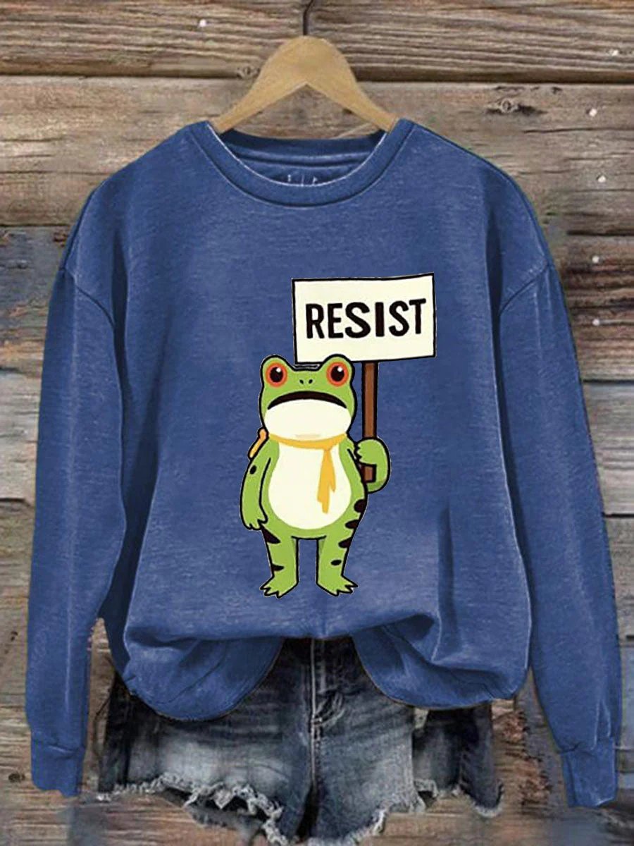 🔥Buy 3 Get 15% Off🔥Women's Retro Resist Frog Printed Round Neck Sweatshirt