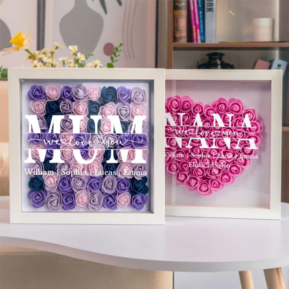 Mom Gift We Love You - Personalized Flower Shadow Box