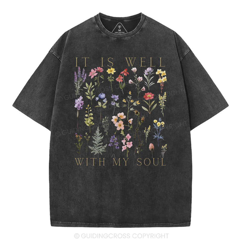 It Is Well With My Soul Christian Washed T-Shirt