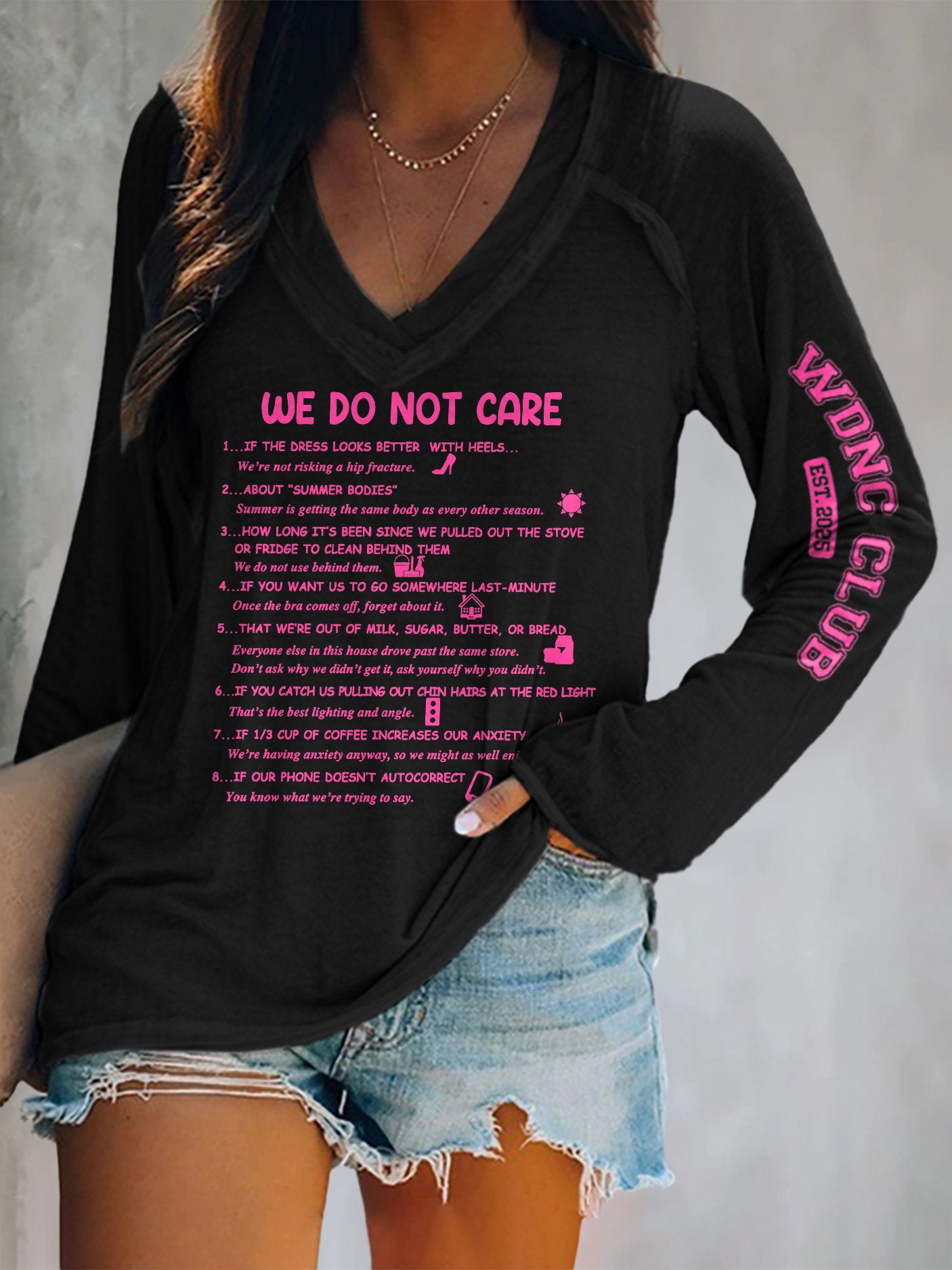 🔥Buy 3 Get 15% Off🔥V-neck Retro Funny WDNC Menopause Perimenopause Print T-Shirt