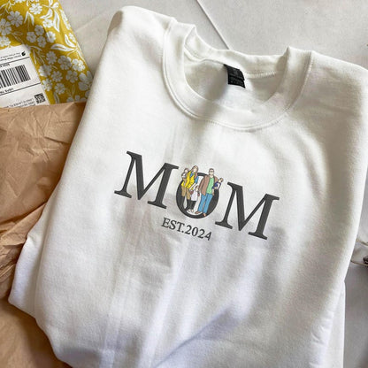 Custom Mama Embroidered Sweatshirt, Personalized Mom Portrait from Photo Sweater