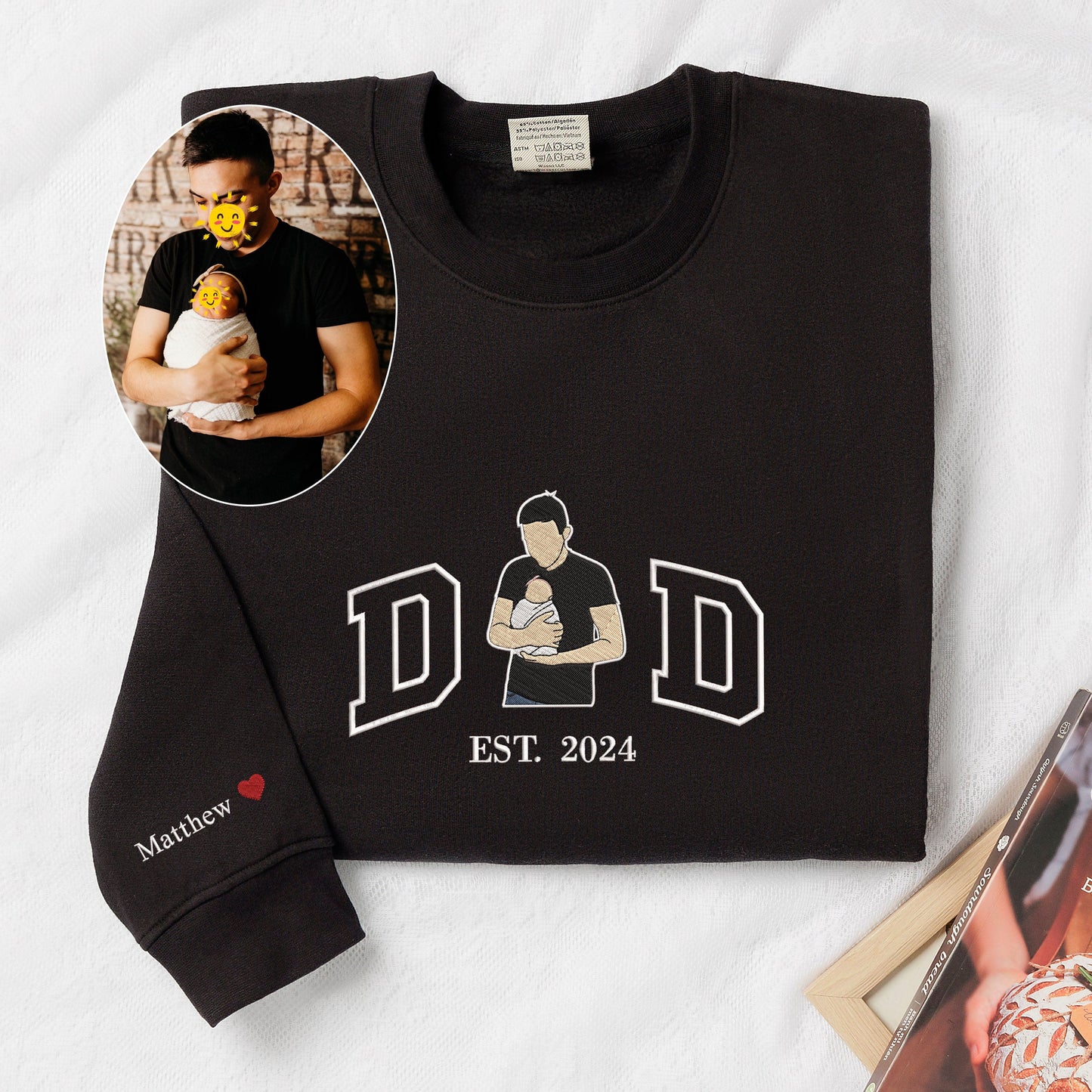 Custom Dad Shirt - Embroidered Portrait Shirt with Photo - Unique Gift for Dad and Family