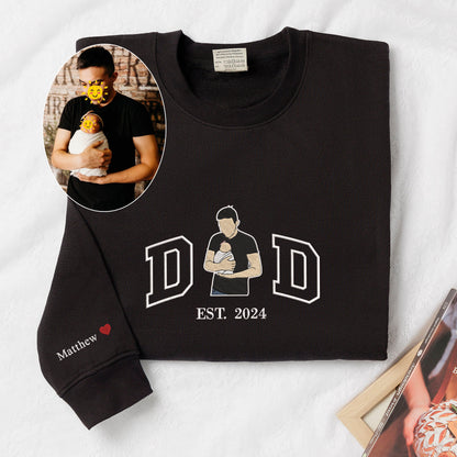 Custom Dad Shirt - Embroidered Portrait Shirt with Photo - Unique Gift for Dad and Family