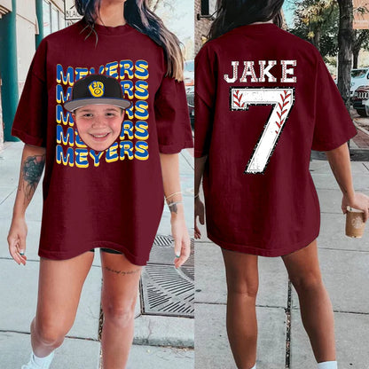 Custom Sports Mom Shirt – Personalized Baseball/Softball/Football/Soccer/Hockey Photo Tee
