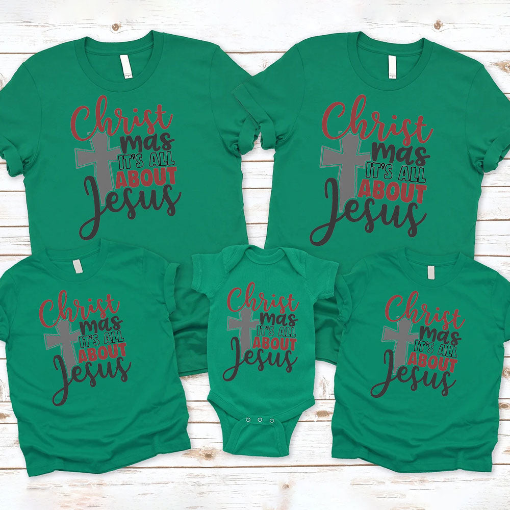 Christmas It's All About Jesus Christian Family Matching Shirts