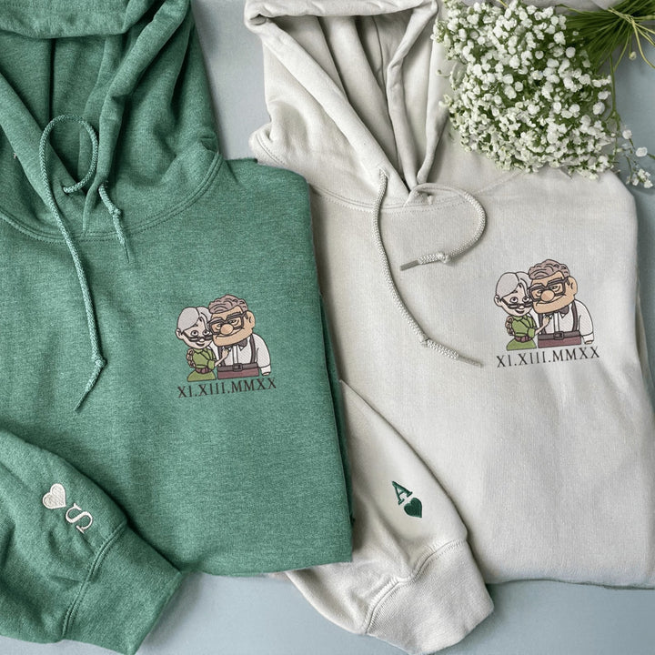 Personalized Hoodie Custom Embroidered Couple Color Photo and Messages Exquisite Gift for Lover