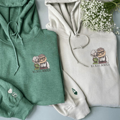 Personalized Hoodie Custom Embroidered Couple Color Photo and Messages Exquisite Gift for Lover