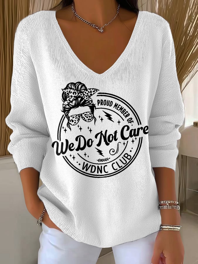 🔥Buy 3 Get 15% Off🔥V-Neck Retro Funny Proud Member Of WDNC Club Menopause Perimenopause Print Knitted Tops