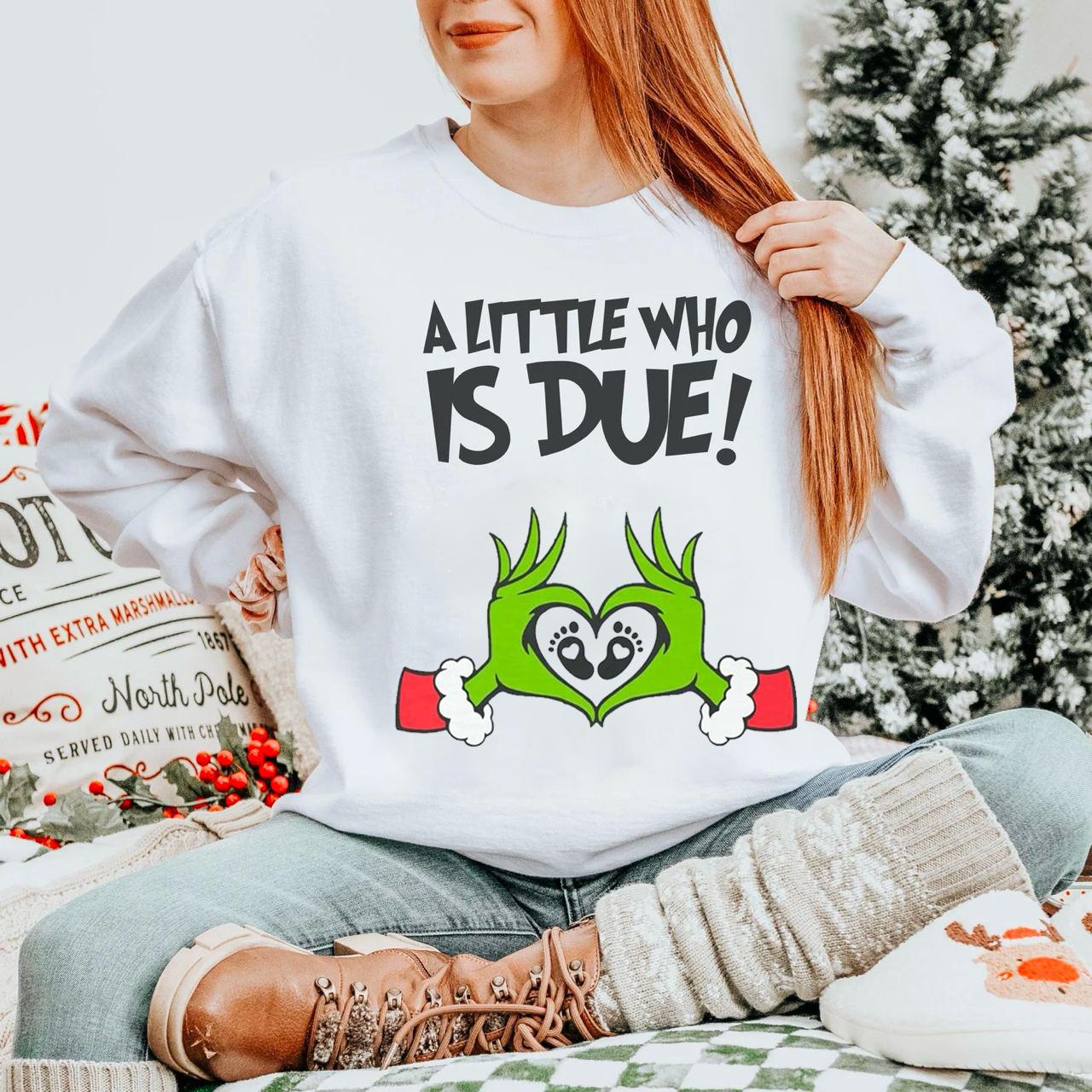 Custom Embroidered Christmas Pregnancy Sweatshirt