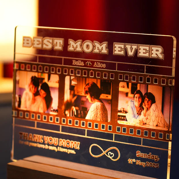 Custom LED Light Frame - Vintage Film Strip Design for Mom's Precious Memories