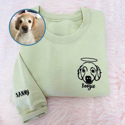 Custom Personalized Memorial Dog Shirt Outline Embroidered Dog Sweatshirt | Gift For Pet Lovers