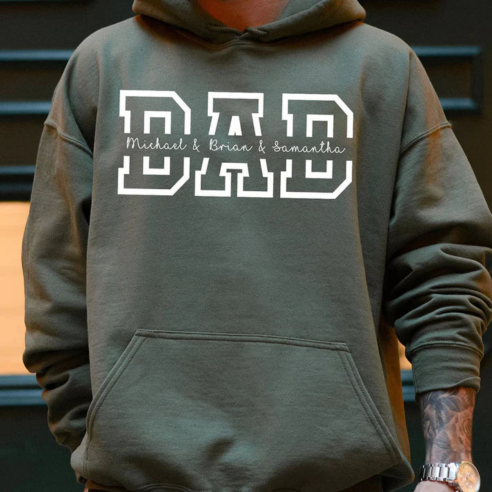 Personalized DAD Hoodie with Kid's Names Father's Day Gift