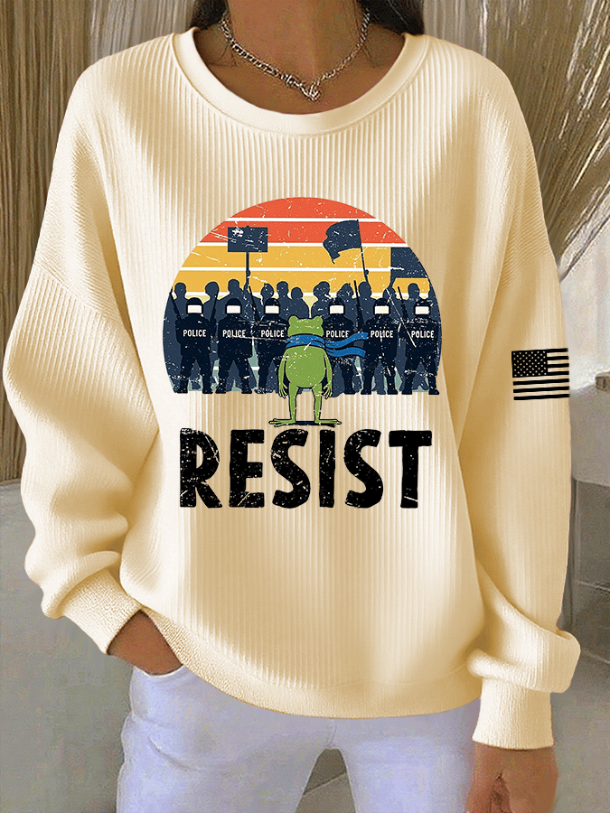 🔥Buy 3 Get 15% Off🔥Women's FDT Print Knit Crew Neck Long Sleeve Top