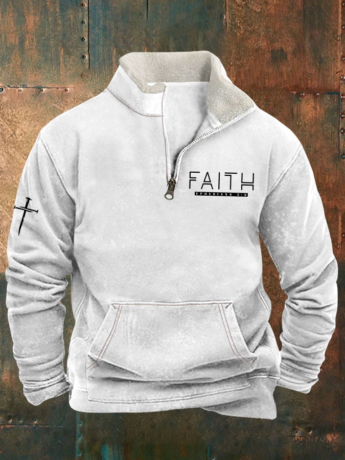 Men's Faith Cross Zipper Neck Sweatshirt