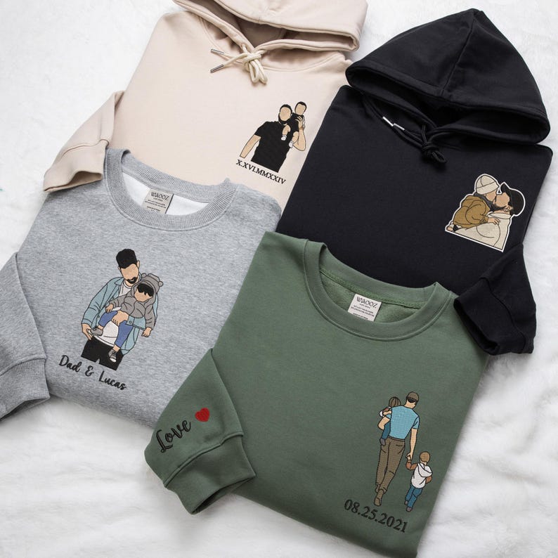 Personalized Photo Portrait Sweatshirt for Dad, Papa, and Your Beloved Ones