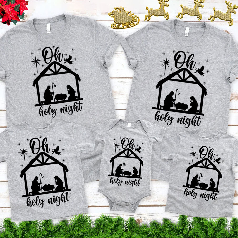 Oh Holy Night Christmas Family Matching Shirts