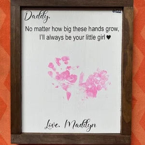 Dad - Father's Day Gift, Father's Day Wooden Diy Handprint Sign, Gifts For Dad, Child's Handprint Sign, Gifts For Grandpa