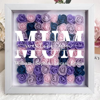 Mom Gift We Love You - Personalized Flower Shadow Box