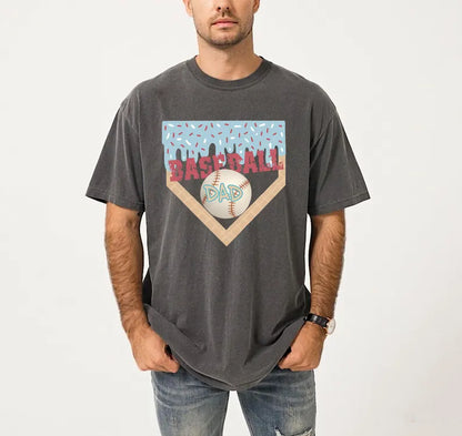 Customized Baseball Ice Cream Drip T-Shirt - Name And Number Printed On The Back - Gift For Dad