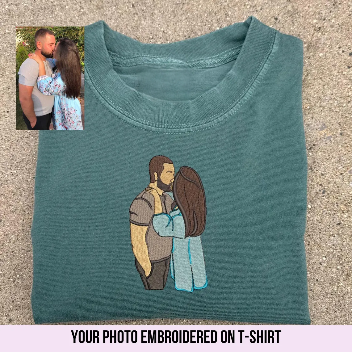Custom EMBROIDERED Couple Portrait on Crewneck-Unique Gift for Him and Her