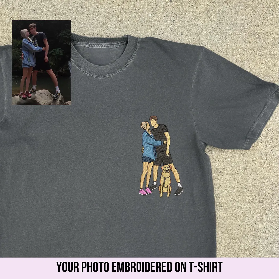Custom EMBROIDERED Couple Portrait on Crewneck-Unique Gift for Him and Her