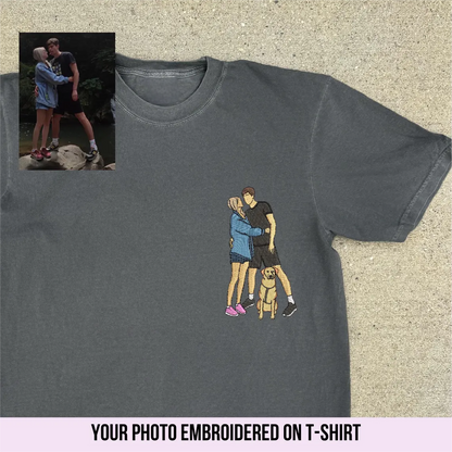 Custom EMBROIDERED Couple Portrait on Crewneck-Unique Gift for Him and Her