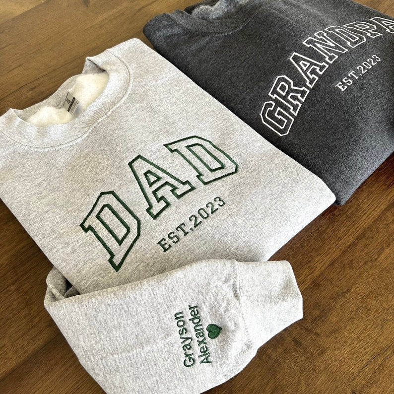 Custom Embroidered Sweatshirt With Your Child's Name And Heart On The Sleeve As A Mother’s/Father's Day Gift