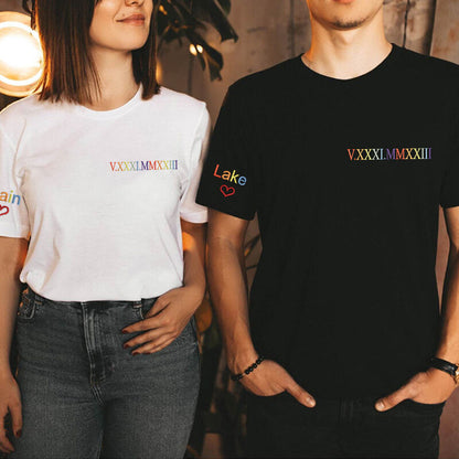 Custom Embroidered Colorful Roman Numeral Date Attractive Gift for Couple's Anniversary