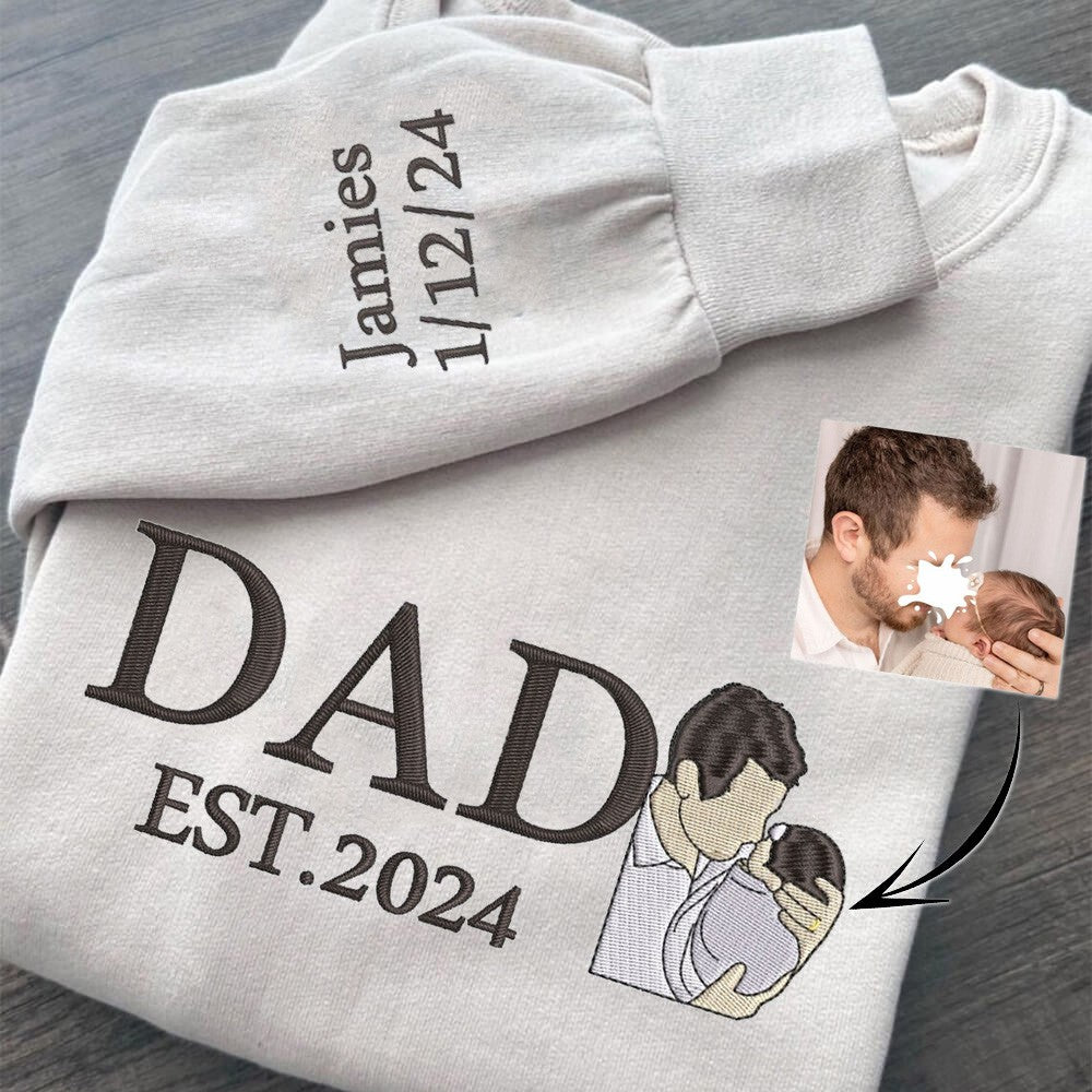 Custom Dad Sweatshirt Hoodie With Photo Embroidered Unique Father's Day Gift Ideas