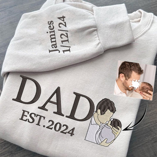 Custom Dad Sweatshirt Hoodie With Photo Embroidered Unique Father's Day Gift Ideas