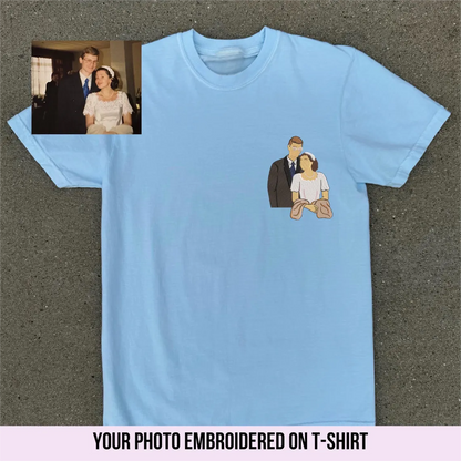 Custom EMBROIDERED Couple Portrait on Crewneck-Unique Gift for Him and Her