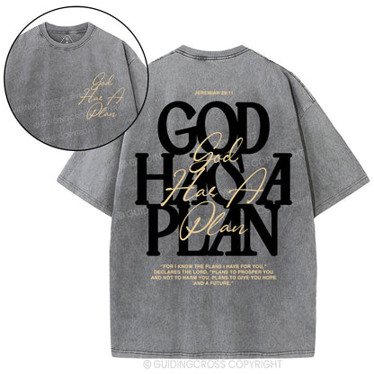 God Has A Plan Christian Washed T-Shirt