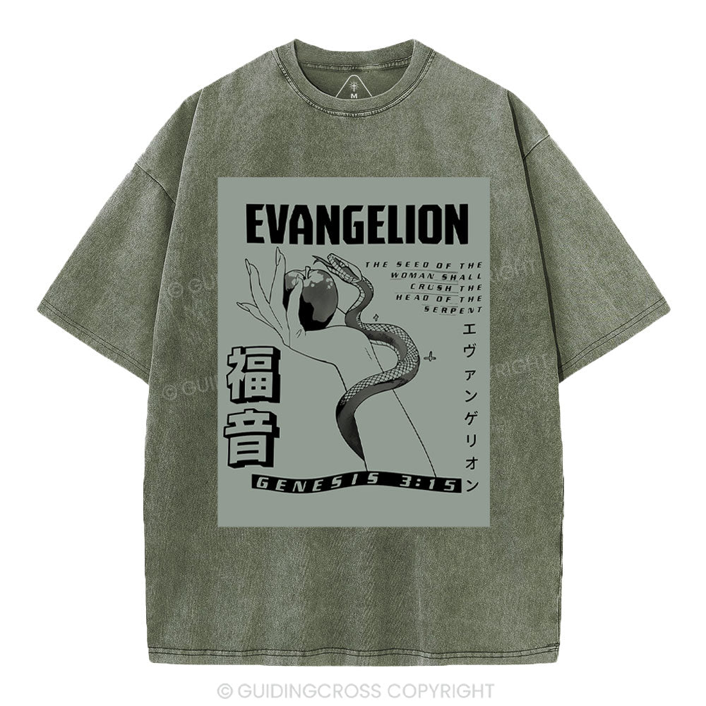 Evangelion Chirstian Washed T-Shirt