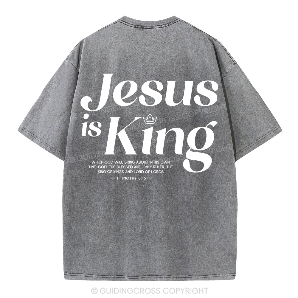 Jesus Is King Christian Washed T-Shirt