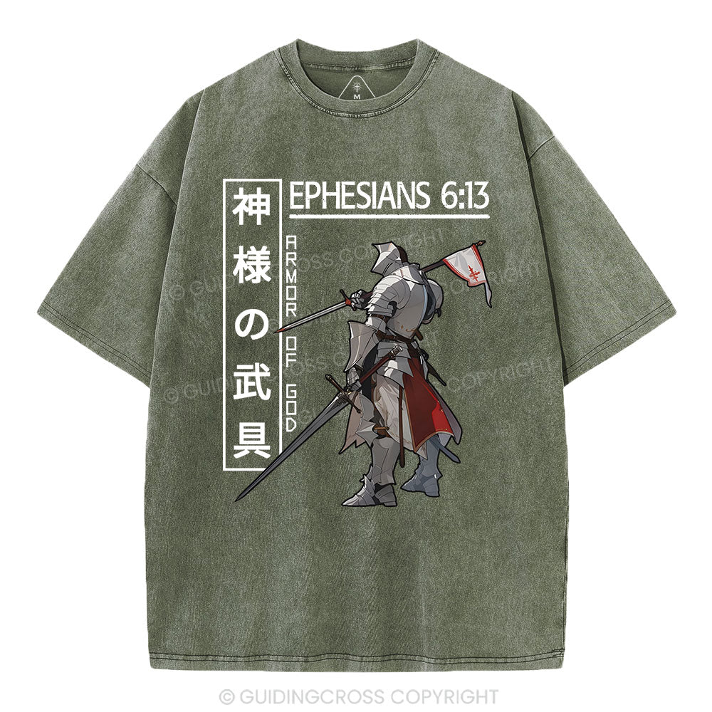 Armor Of God Anime Christian Washed T-Shirt