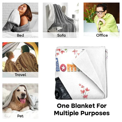 Custom Picture Car Blanket Minimalistic Print Gift for Family "I Work Hard"