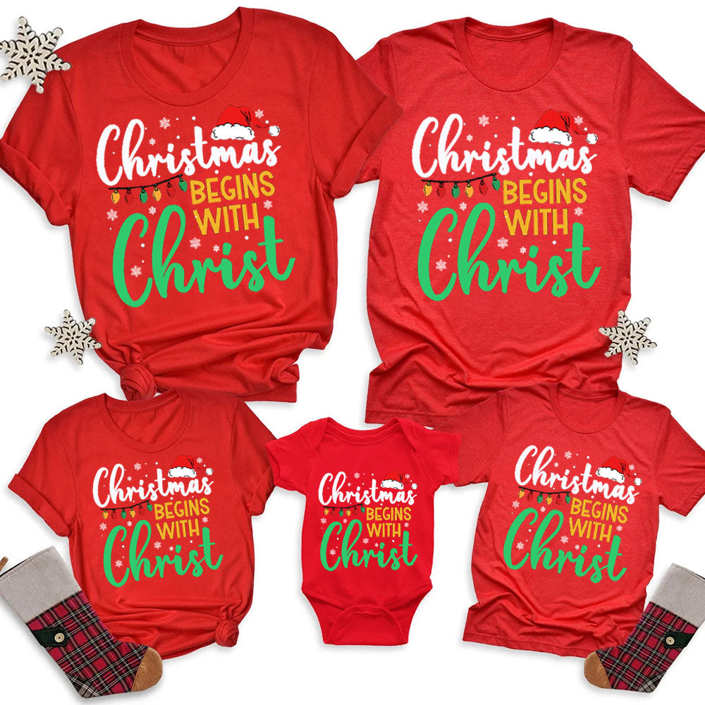 Christmas Begins with Christ Family Matching Shirts