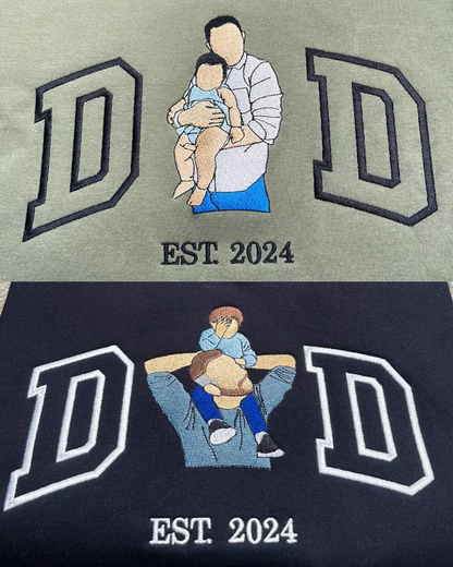 Custom Dad Shirt - Embroidered Portrait Shirt with Photo - Unique Gift for Dad and Family