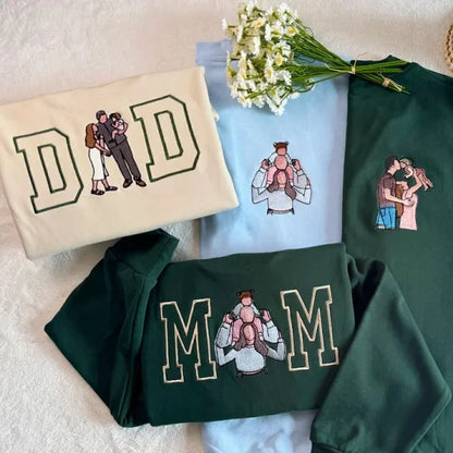 Personalized Embroidered Family Photo Glitter Sweatshirt - Mother's Day Gift