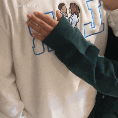 Loversdovey Personalized Embroidered Photo Couple Initial Est Year Crewneck/Hoodie/T-shirt