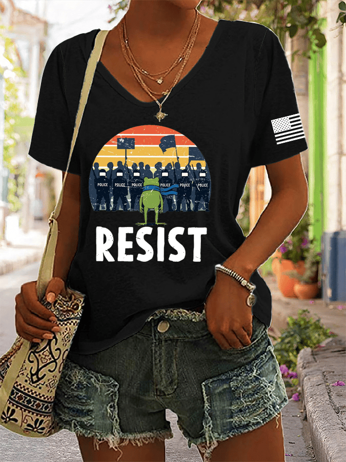 🔥Buy 3 Get 15% Off🔥Women's FDT Print V-Neck T-Shirt