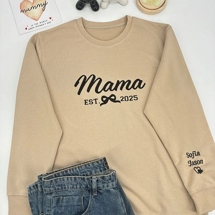 Custom Mama Embroidered Sweatshirt With Children's Names