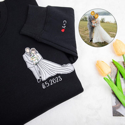 Loversdovey Custom Embroidered Portrait from Photo Sweatshirt