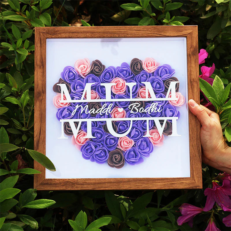 Personalized Mom Flower Shadow Box With Name