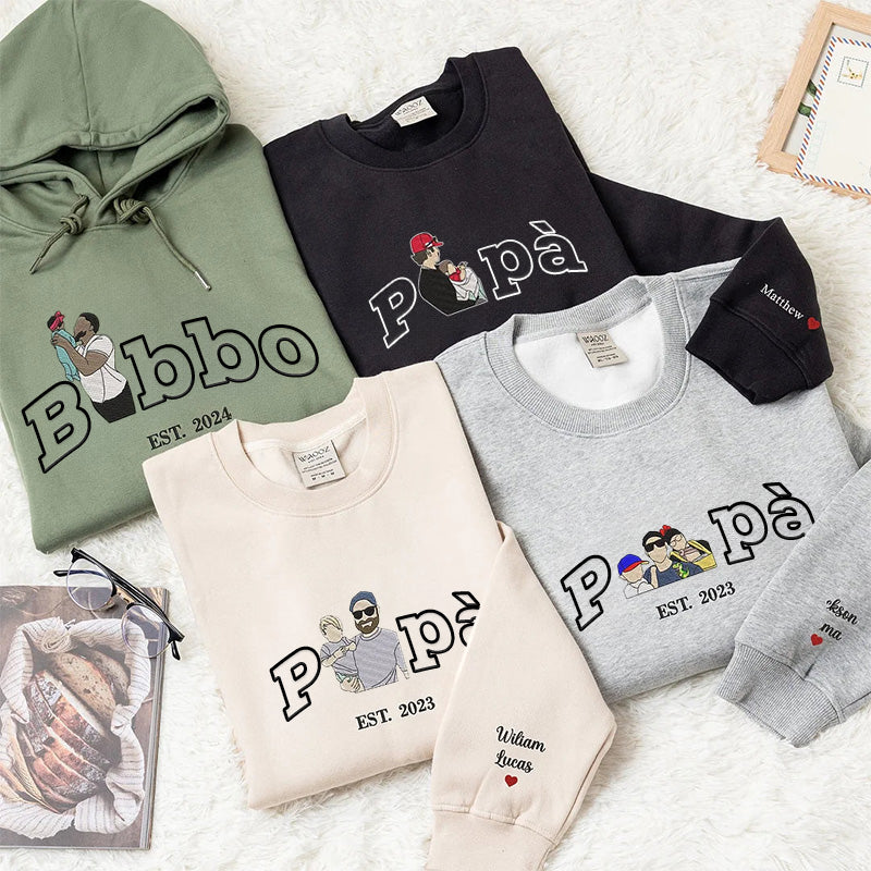 Custom Dad Shirt - Embroidered Portrait Shirt with Photo - Unique Gift for Dad and Family