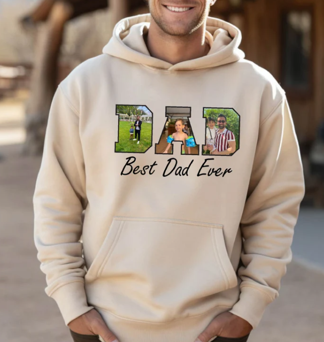 Best Dad Ever - Custom Dad With Kids Photo Sweatshirt - Father's Day Gift for Dad